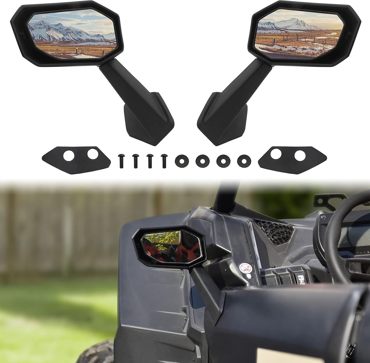 Folding Front Door Rear View Side Mirrors for Can-Am Maverick X3 / X3 MAX 2017-2021, 2PCS N393