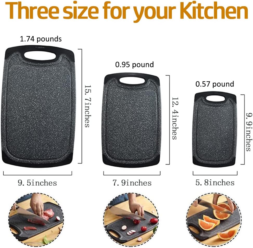 Set of 3 Cutting Boards with Juice Grooves & Carrying Handle B88183