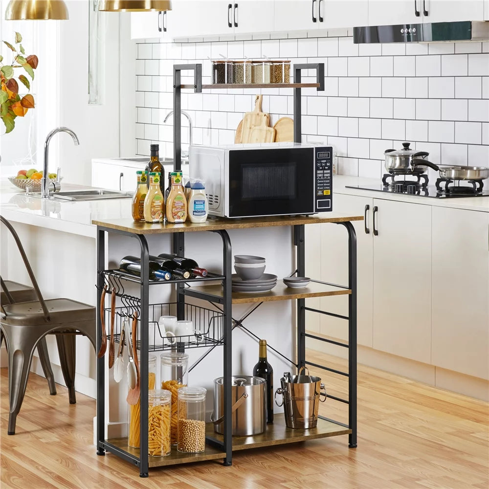 35.5" Kitchen Storage Shelf Baker's Rack with 10 Hooks C266
