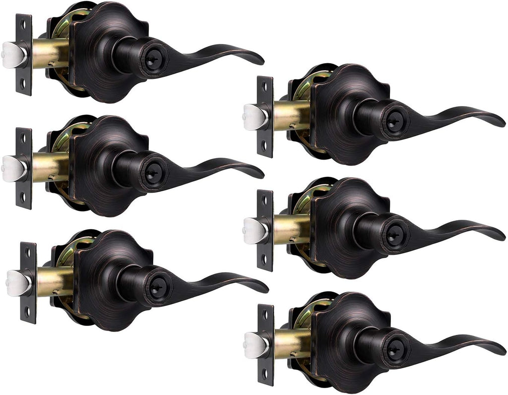 6 Pack Antique Privacy Door Handles Oil Rubbed Bronze Door Lever Set S435