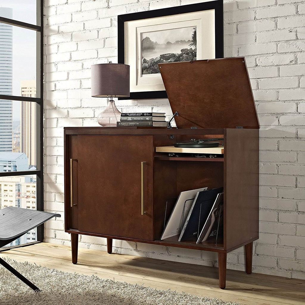 Mahogany/Gold Wood Media Console Table K466