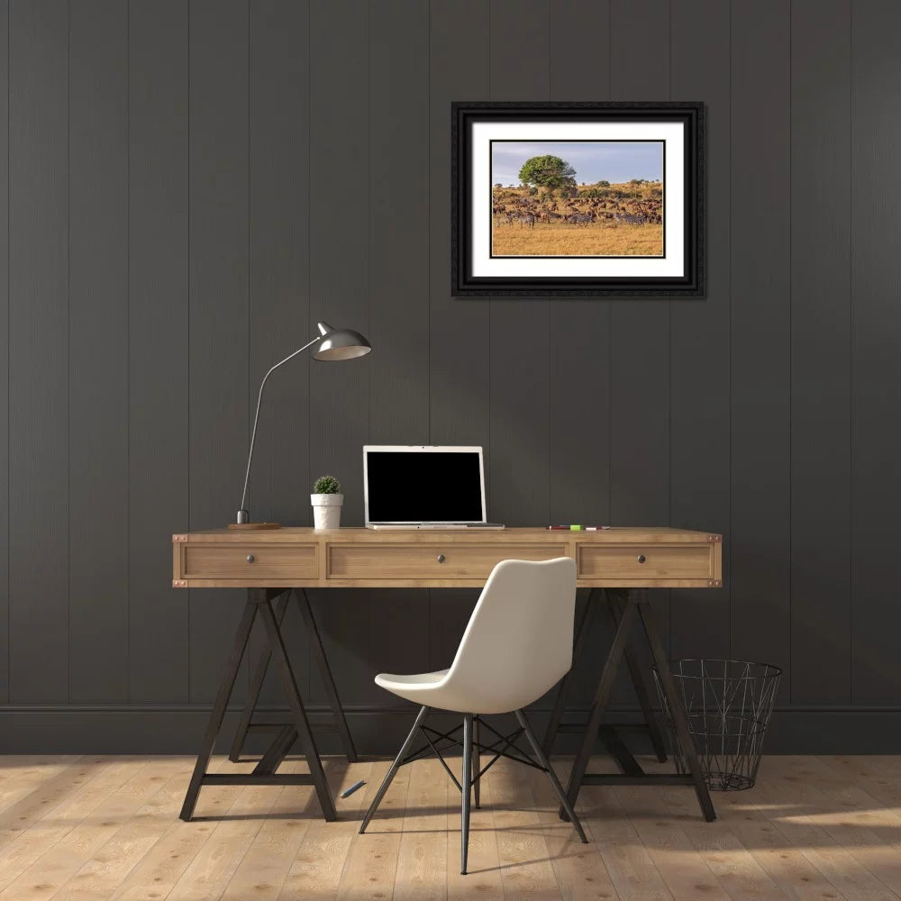 18x13 Black Ornate Wood Framed Art Print S4734