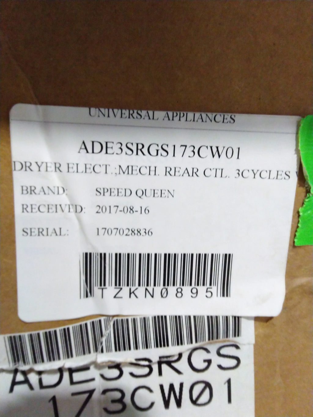 Speed Queen Dryer W80927