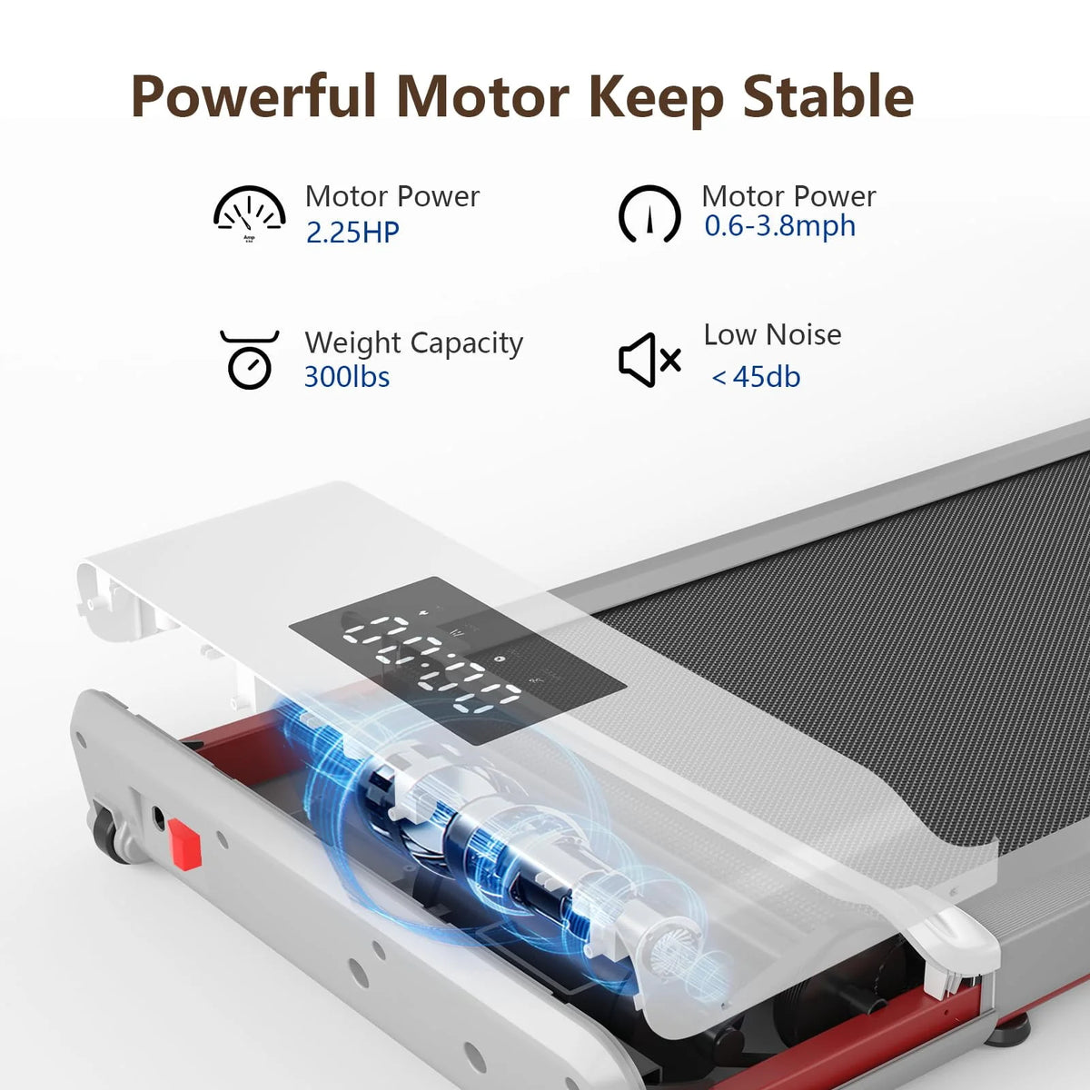 300lb 2.5HP Under Desk Treadmill with LED Display Y946396