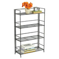 4-Shelf Iron Folding Bookcase Pewter R64254
