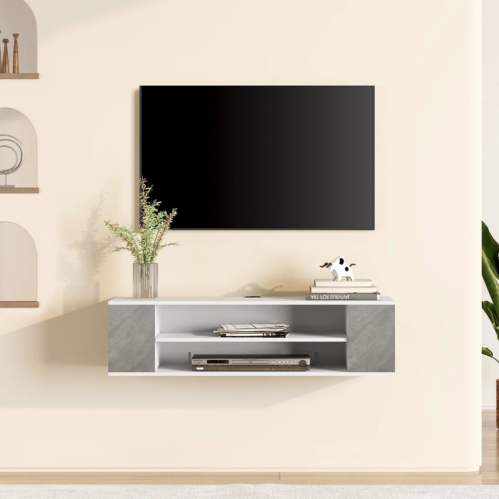 Grey White Wall Mounted Floating TV Stand Z16907