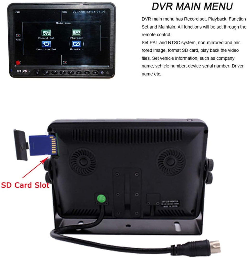 9 inch Quad Split Screen Backup Camera System with 5 Heavy Cameras L817479