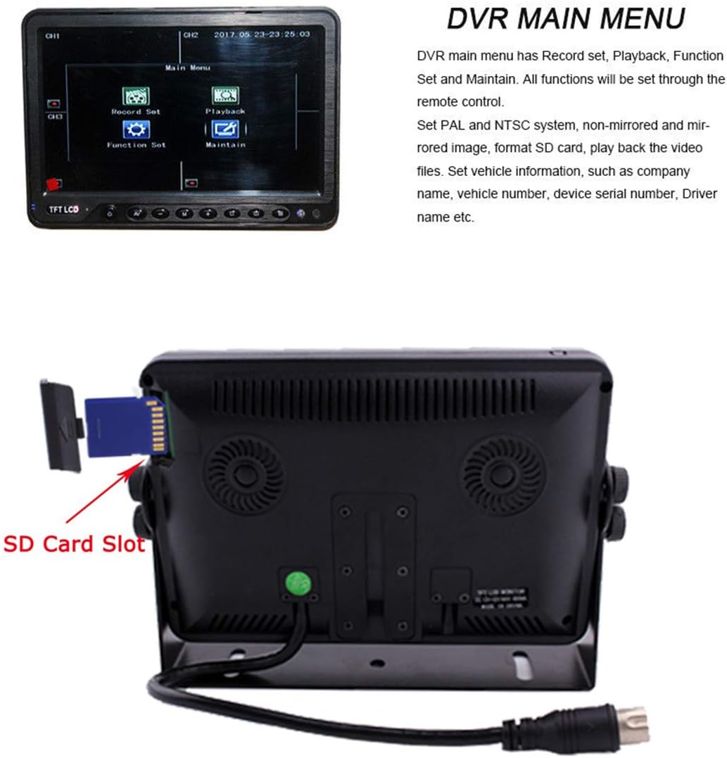 9 inch Quad Split Screen Backup Camera System with 5 Heavy Cameras L817479