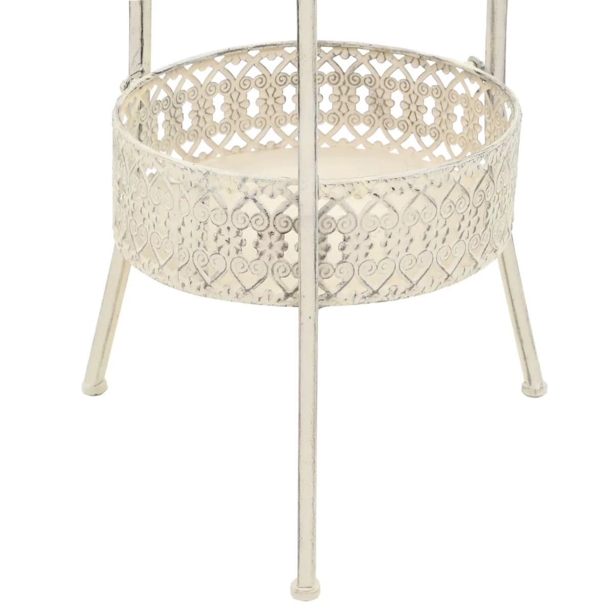 White Glass Metal Round Bistro Table with Storage Basket T172305