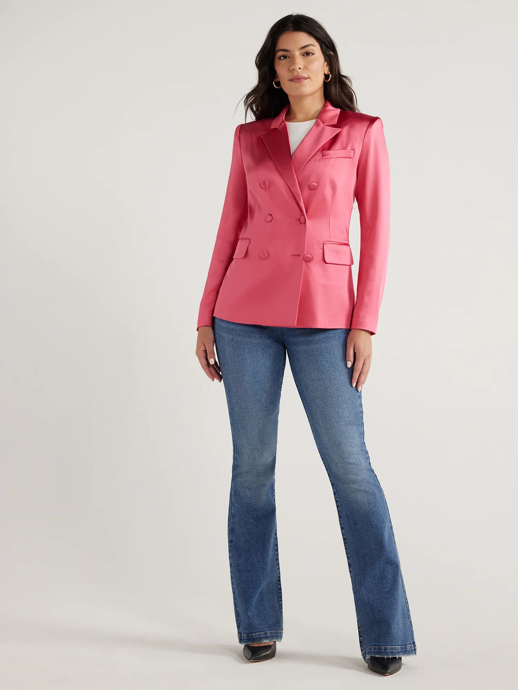 Stretch Satin Double Breasted Blazer X4970