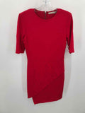 Red Size 8 Knee Length Short Sleeve Dress K1879