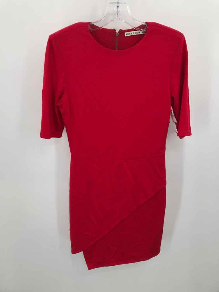 Red Size 8 Knee Length Short Sleeve Dress K1879