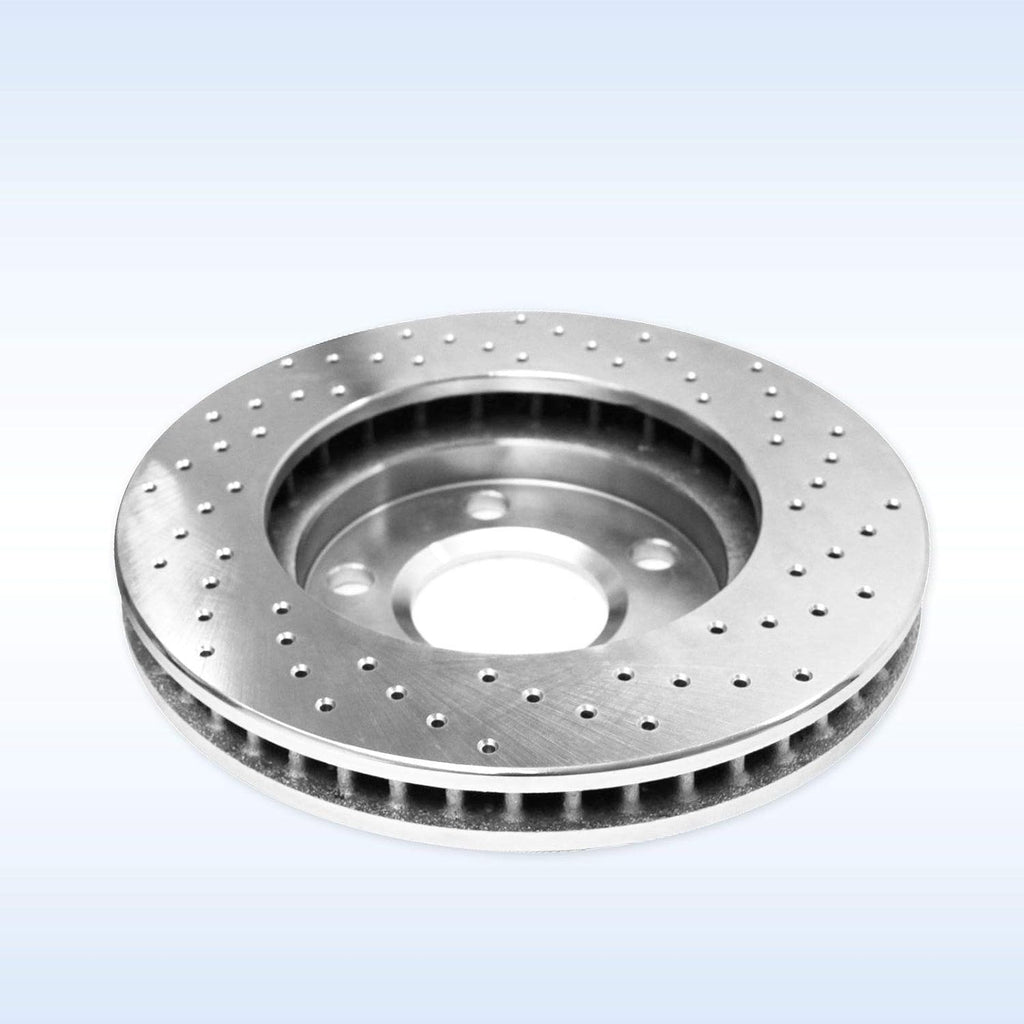Rear Silver Zinc Cross Drilled Brake Rotors Kit + Semi-Metallic Brake Pads J746870