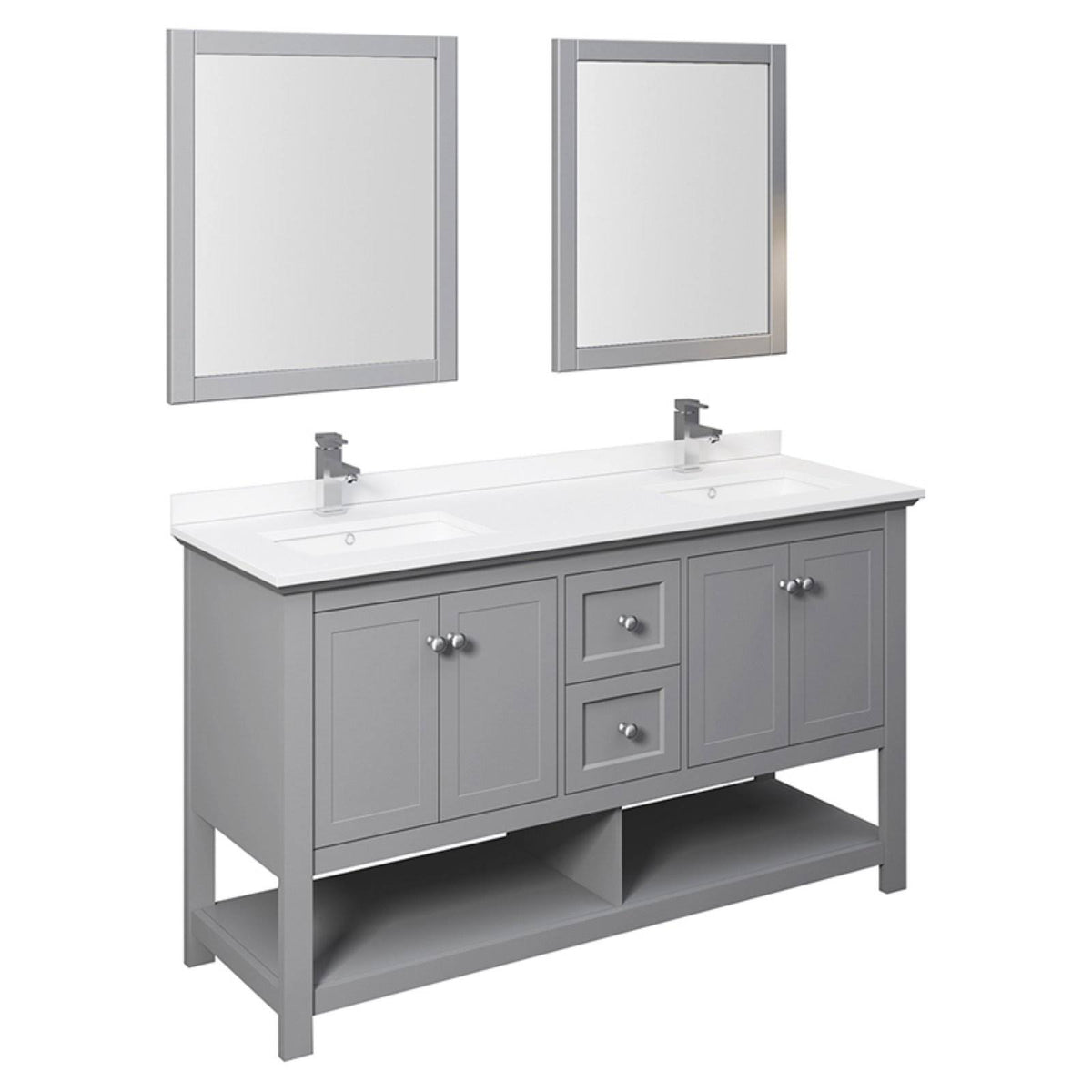 Gray Double Sink Bathroom Cabinet O41258