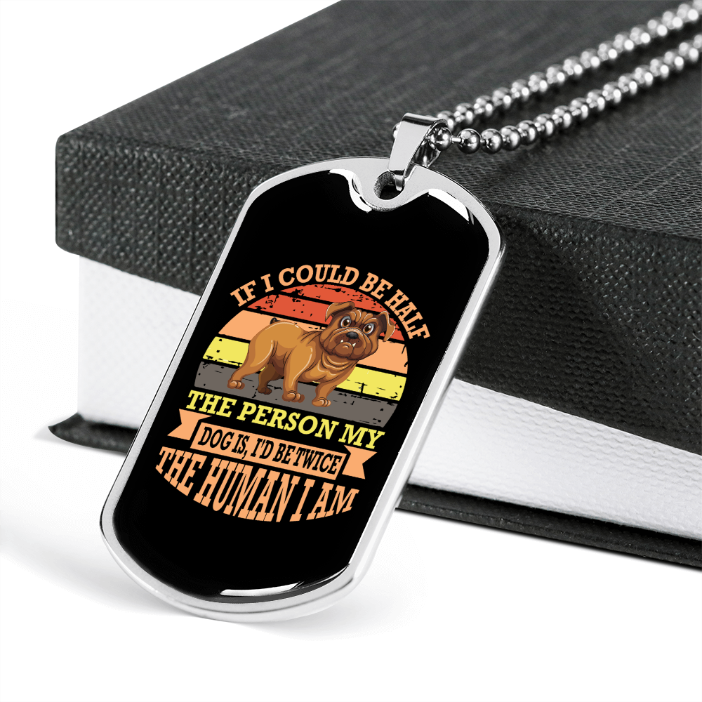 Peach Stainless Steel Dog Tag Necklace 24" Chain A1652