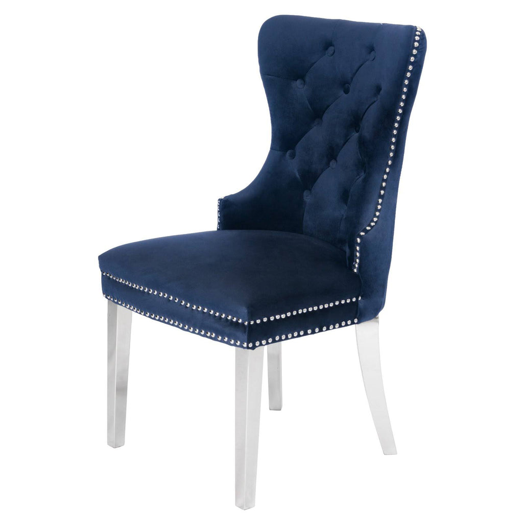 Navy Blue Button Tufted Dining Side Chair Set of 2 B1460
