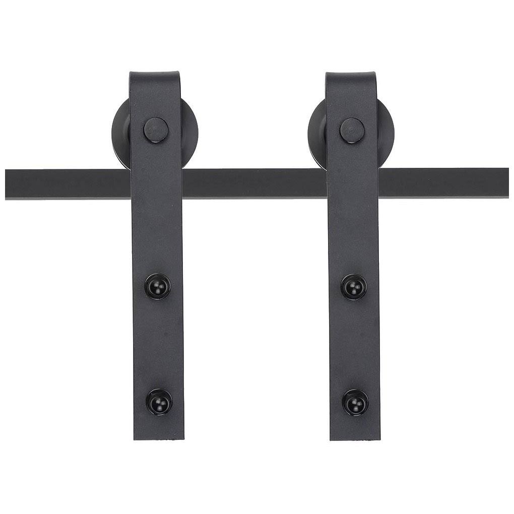 6 ft Carbon Steel Sliding Barn Door Hardware Kit Track Rail Roller Set Black L907074