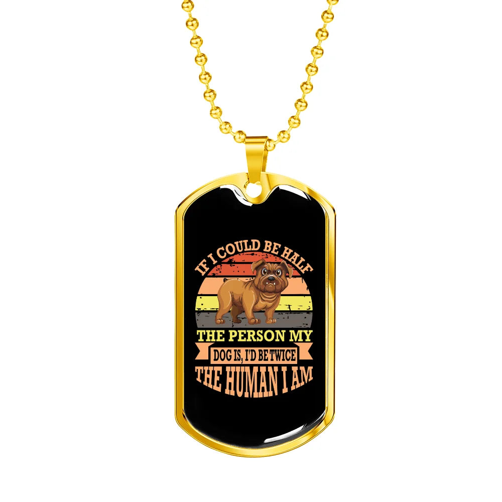 Peach Stainless Steel Dog Tag Necklace 24" Chain A1652