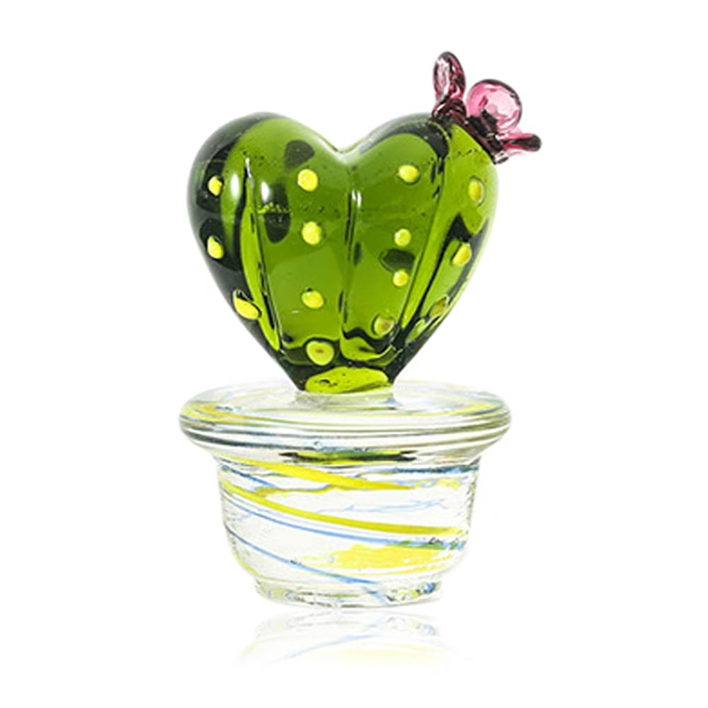 Handmade Blown Glass Cactus Figurines Desk Decorations T8454
