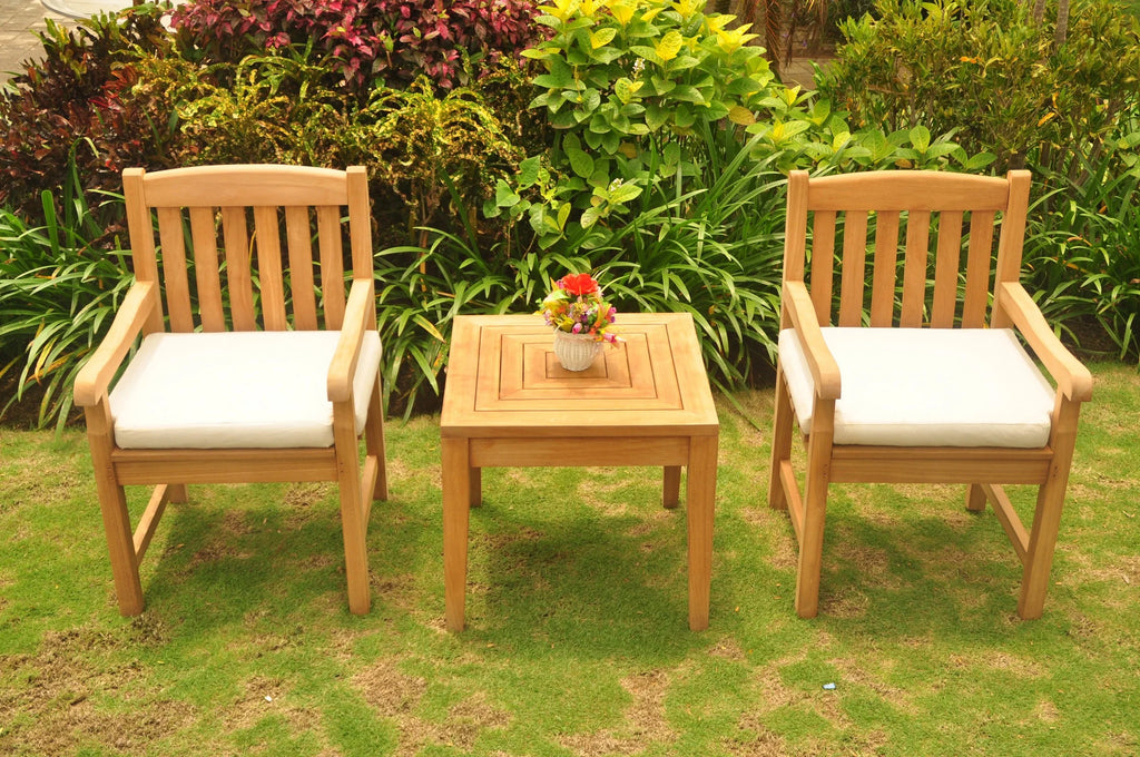 3 Pc Grade-A Teak Dining Set with 2 Arm Chairs O2947