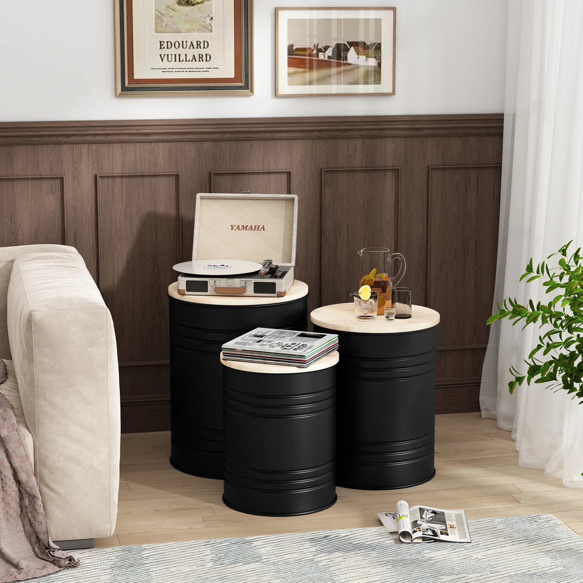 Set of 3 Round Storage Ottoman S9754