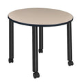 Beige/Black Round Mobile Breakroom Table T832