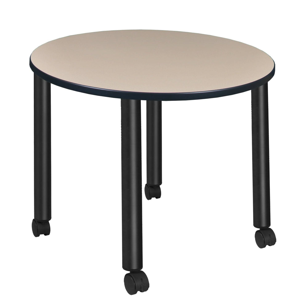 Beige/Black Round Mobile Breakroom Table T832