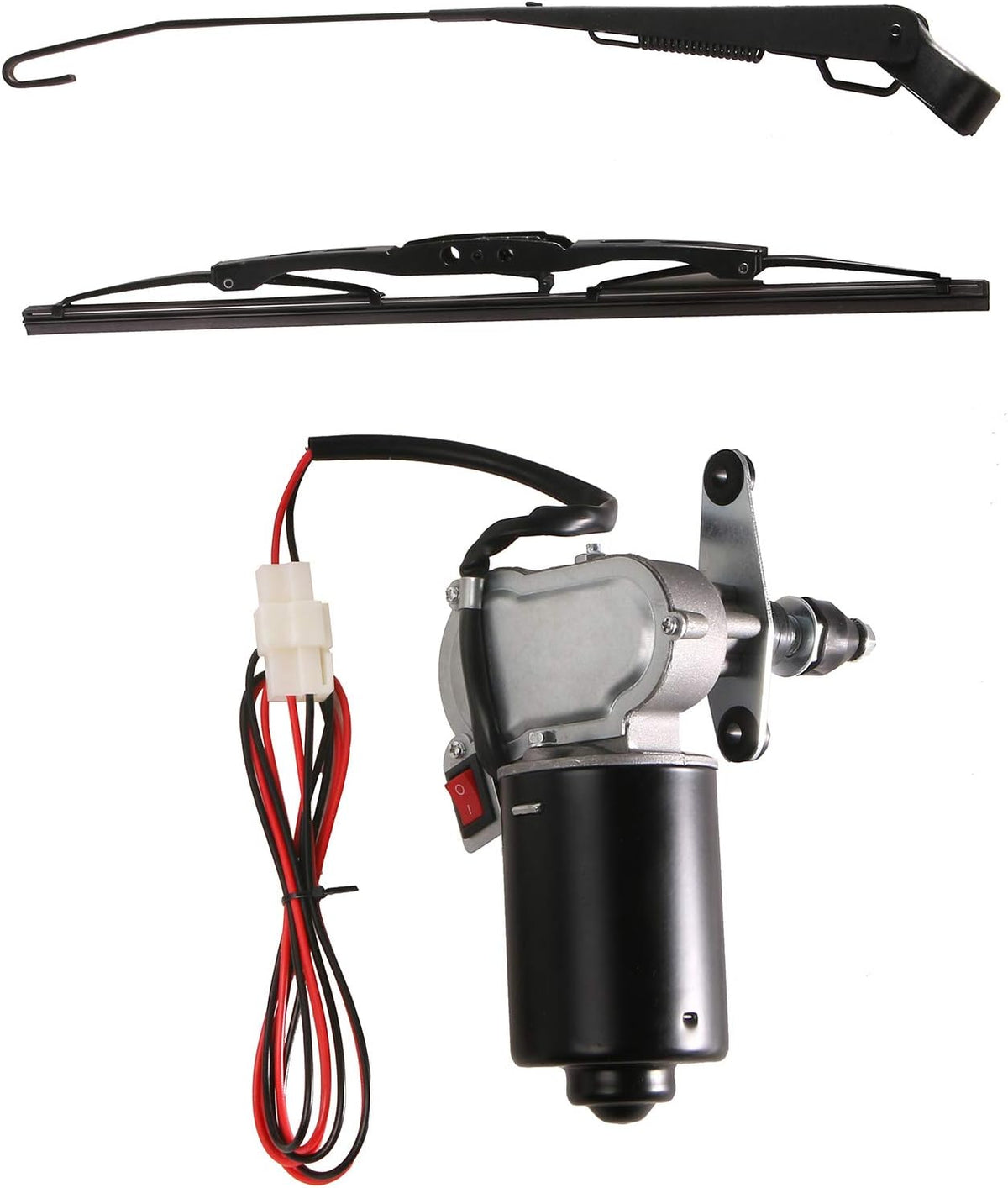 12V Universal Electric Windshield Wiper Motor Kit for UTV ATV Windshields, 110° Sweep, 17.7" Arm, 15.7" Blade Pack of 2 P839