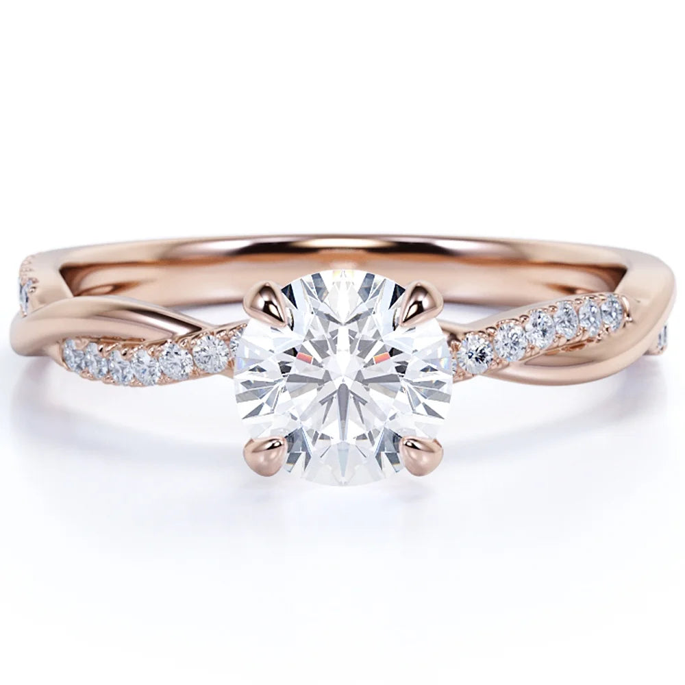 1 Carat Round Cut Moissanite Engagement Ring N78834