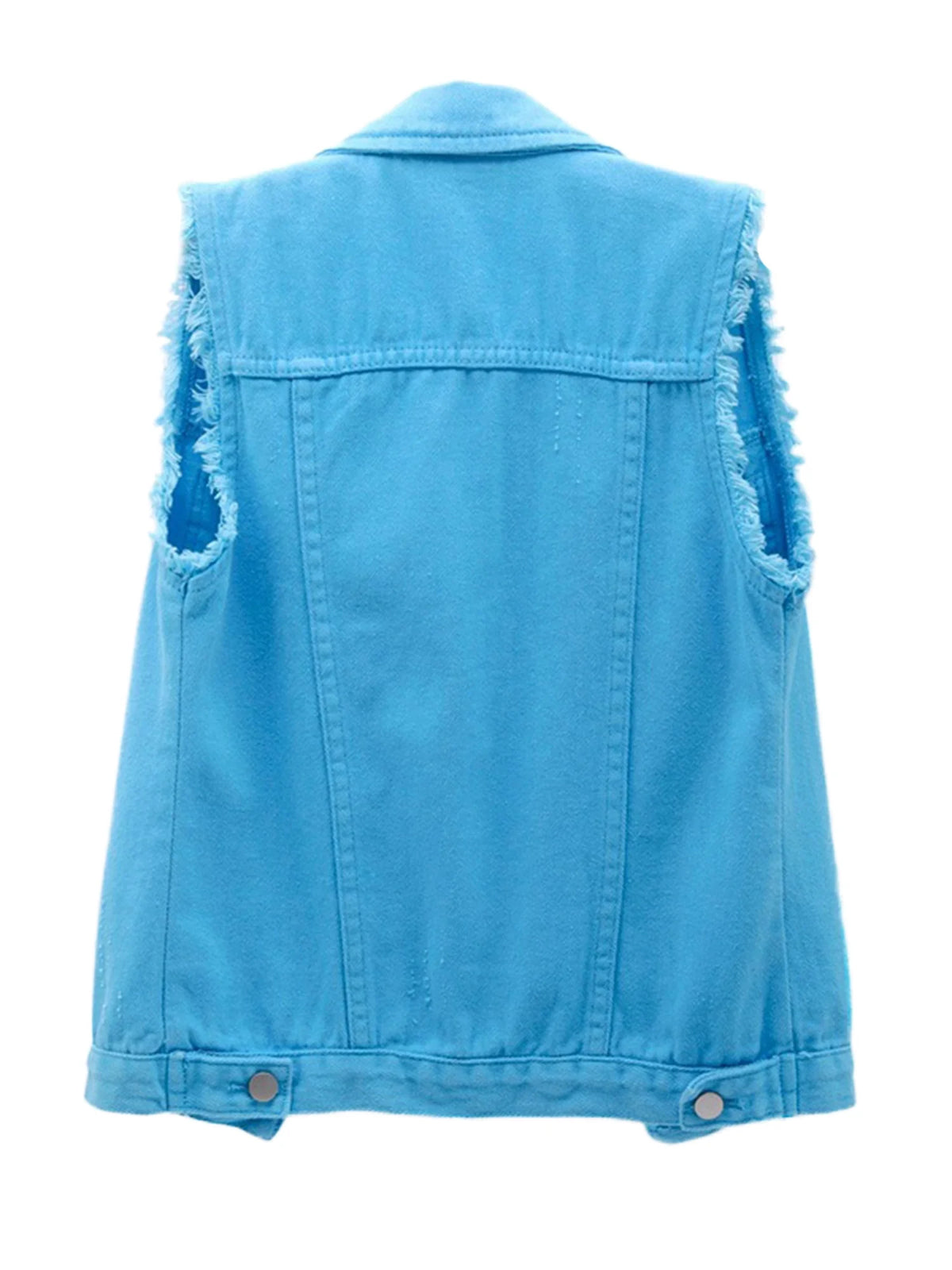 Sleeveless Stretch Denim Jacket with Pockets G116