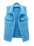 Sleeveless Stretch Denim Jacket with Pockets G116