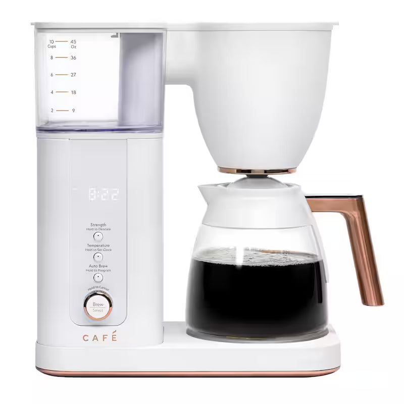 Matte White 10 Cup Drip Coffee Maker with Glass Carafe H45075