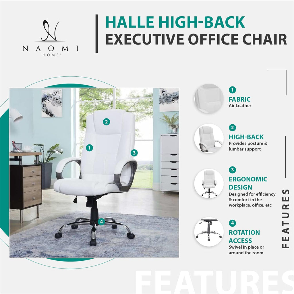 Gray Faux Leather High Back Executive Office Chair with Armrests T7421