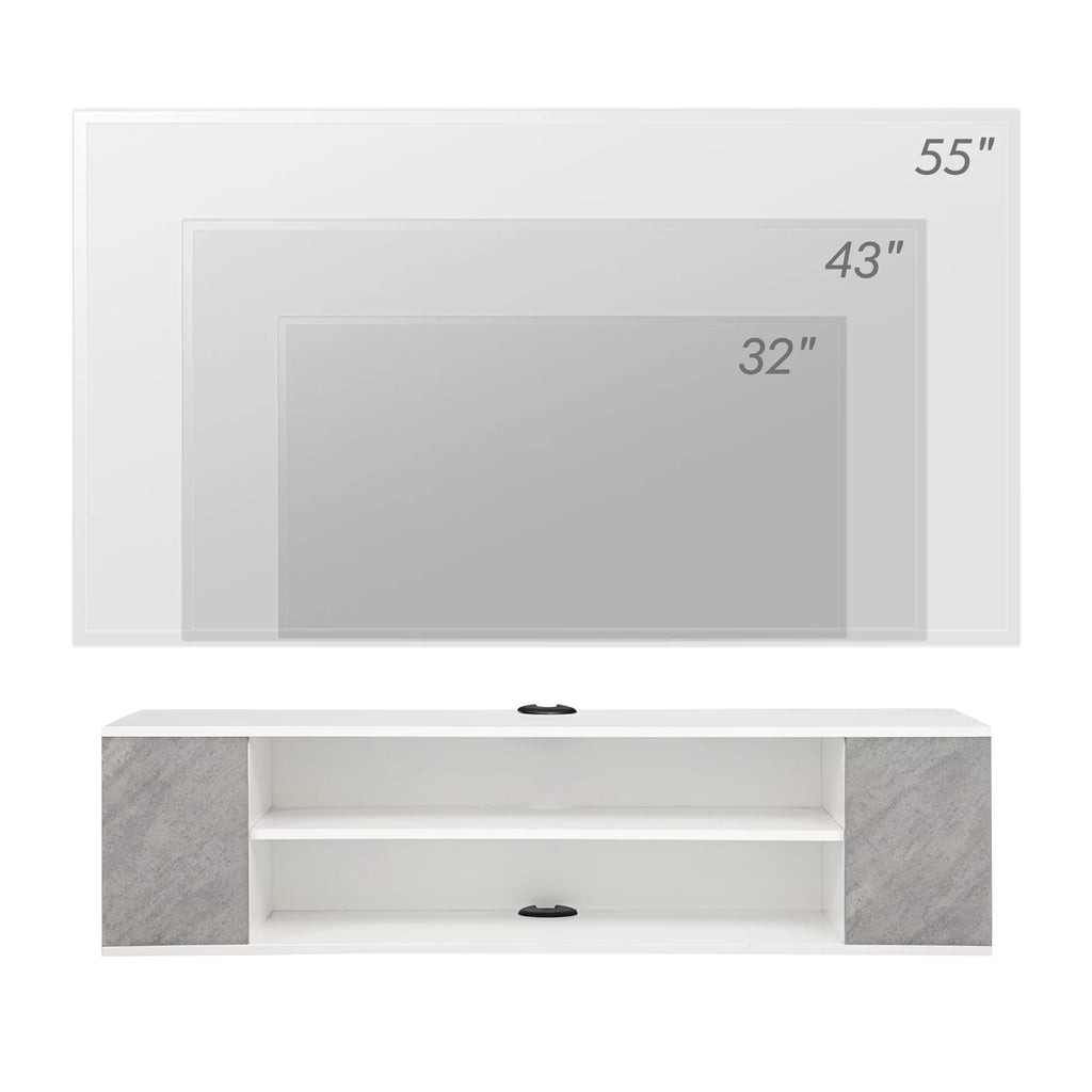 Grey White Wall Mounted Floating TV Stand Z16907