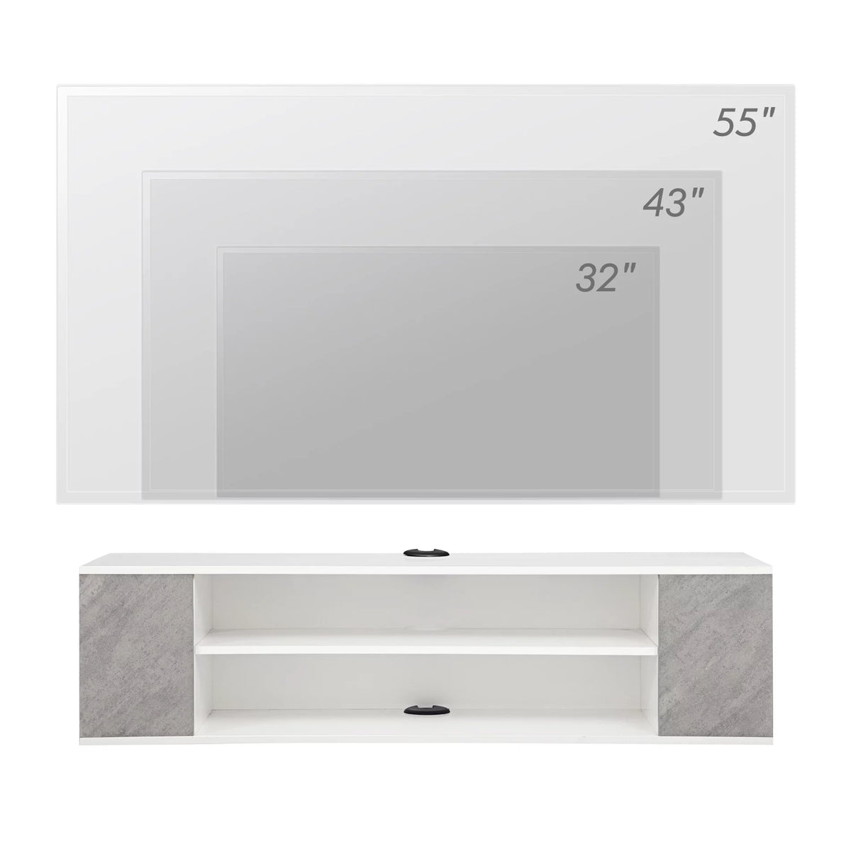 Grey White Wall Mounted Floating TV Stand Z16907