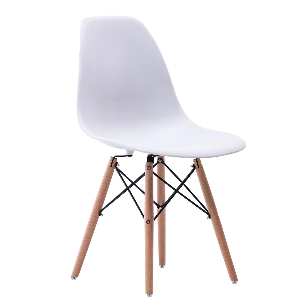 White Dining Chair Set of 2 Beech Wood Legs Q510