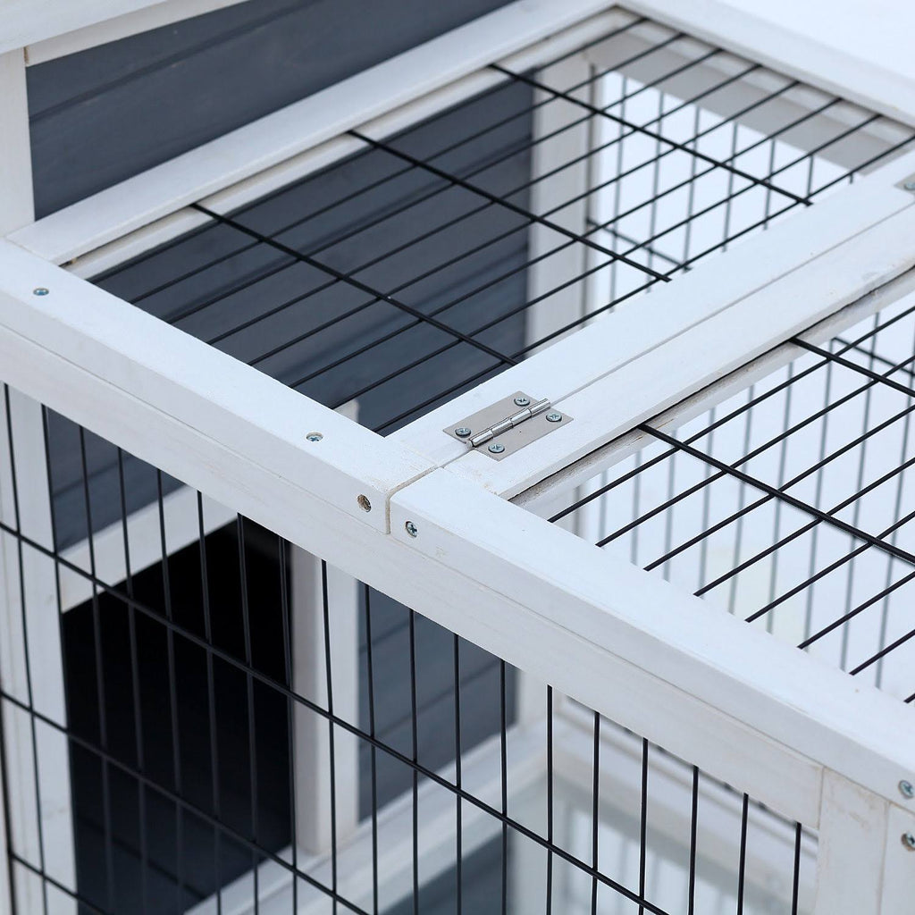 36x22 Raised Outdoor Wooden Rabbit Hutch with Enclosed Run P594983