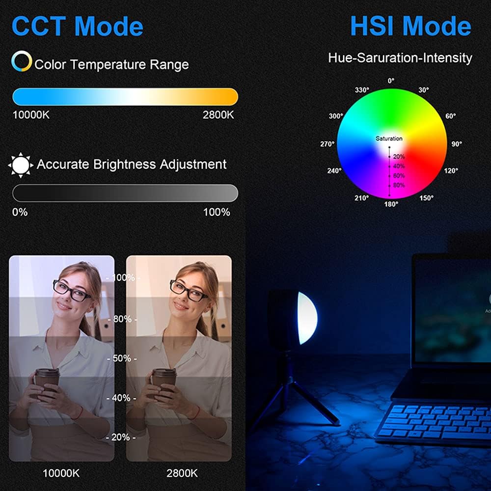 Mini RGB LED Light with APP Control, 2800K-10000K Dimmable Camera Video Lighting I9338