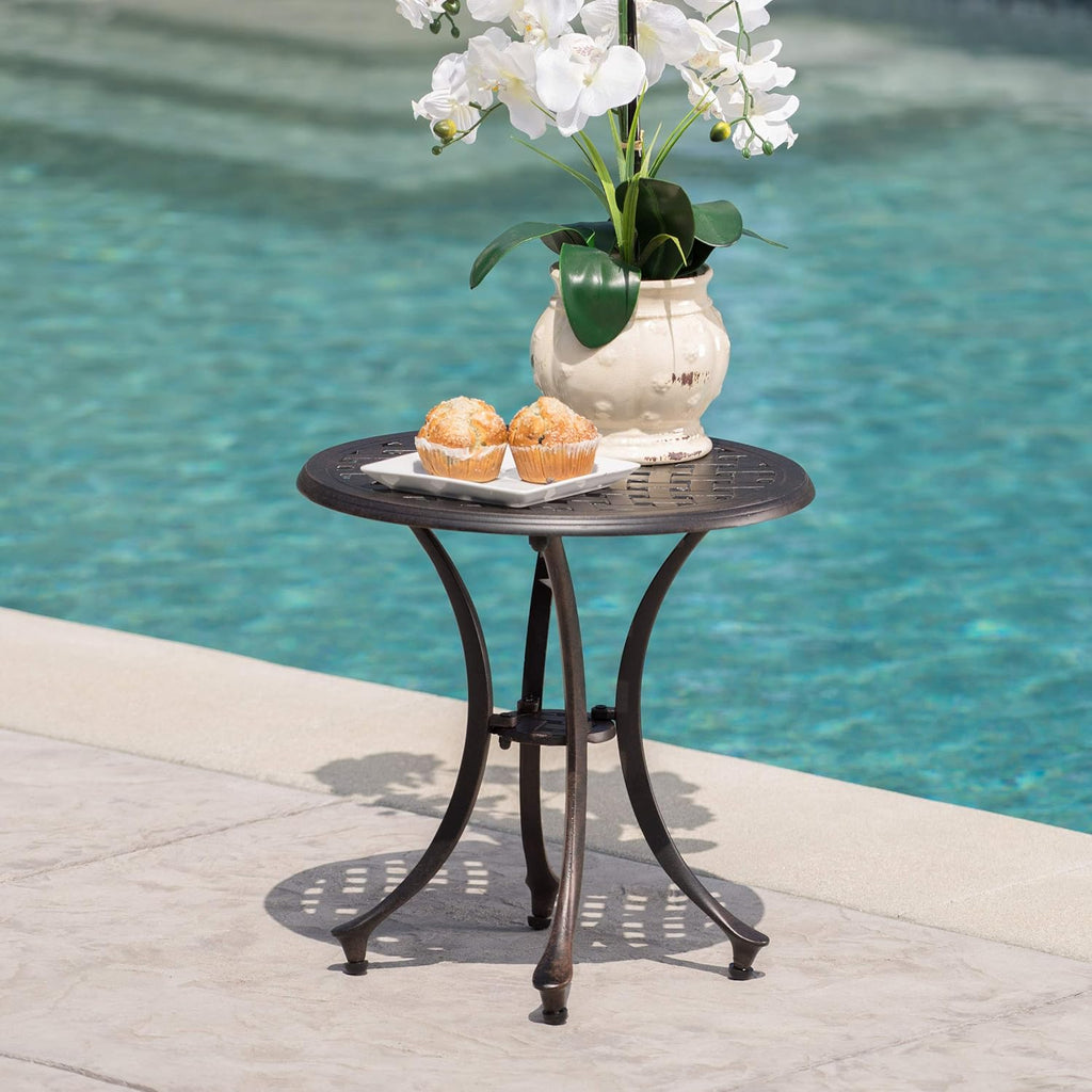 Bronze Finished Cast Aluminum Side Table R579