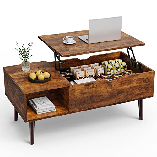 Lift Top Coffee Table with Storage Shelf and Hidden Compartment V94587