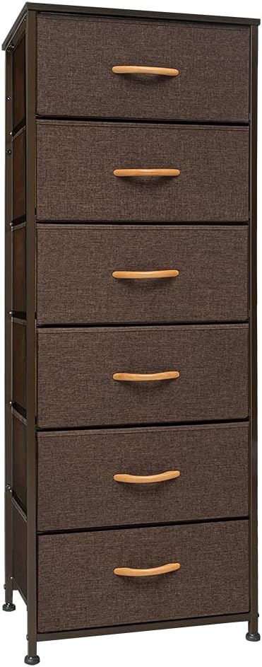 6 Drawers Vertical Dresser Storage Tower with Fabric Bins U622