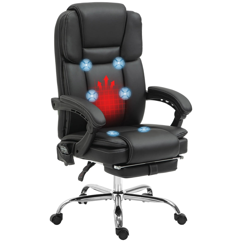 Black PU Leather Massage Office Chair with Heat J9842