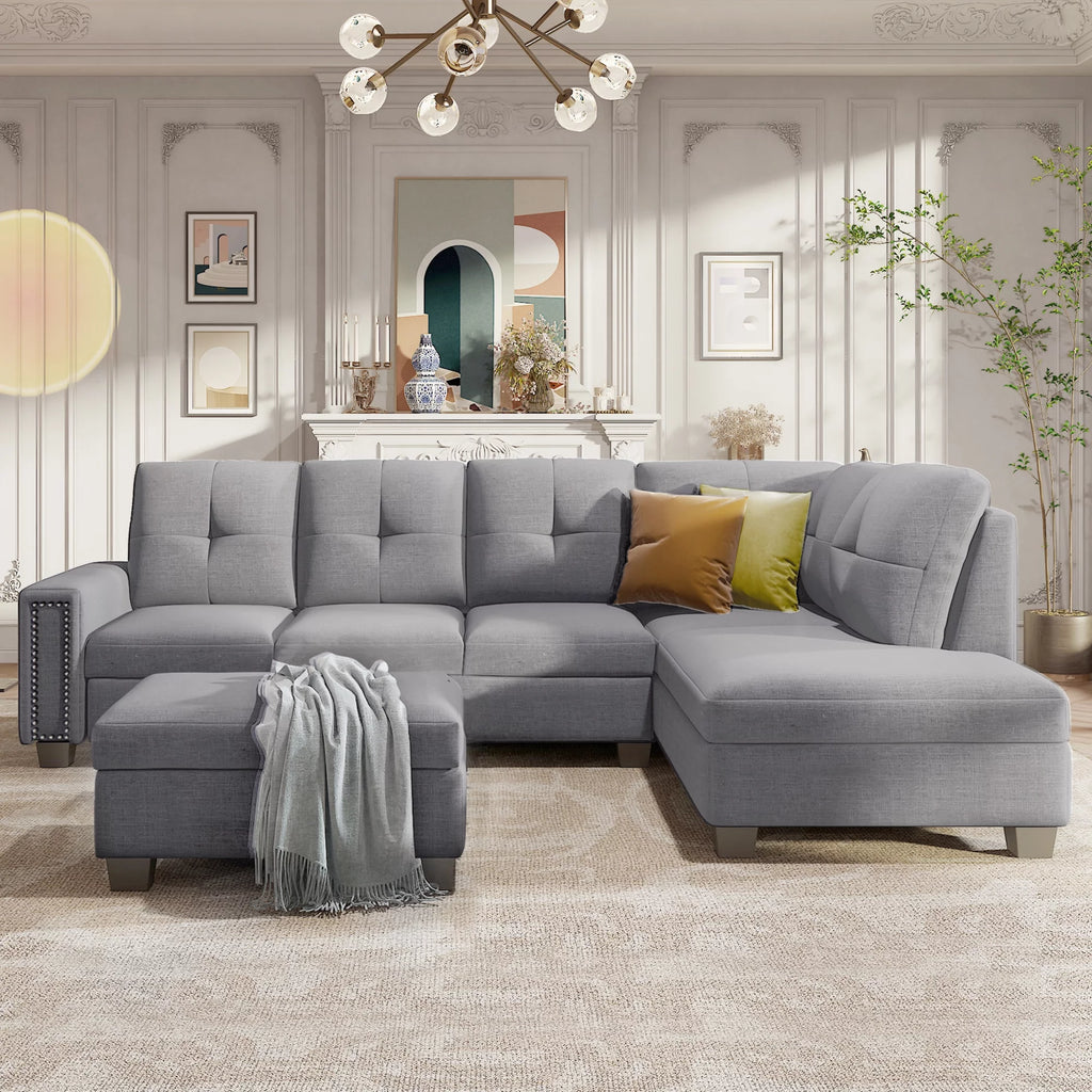 Reversible Sectional Sofa with Storage Ottoman P38621
