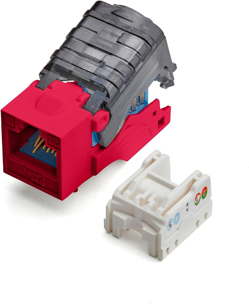 White Cat6A Toolless Keystone Jack, 12 Pack L34231