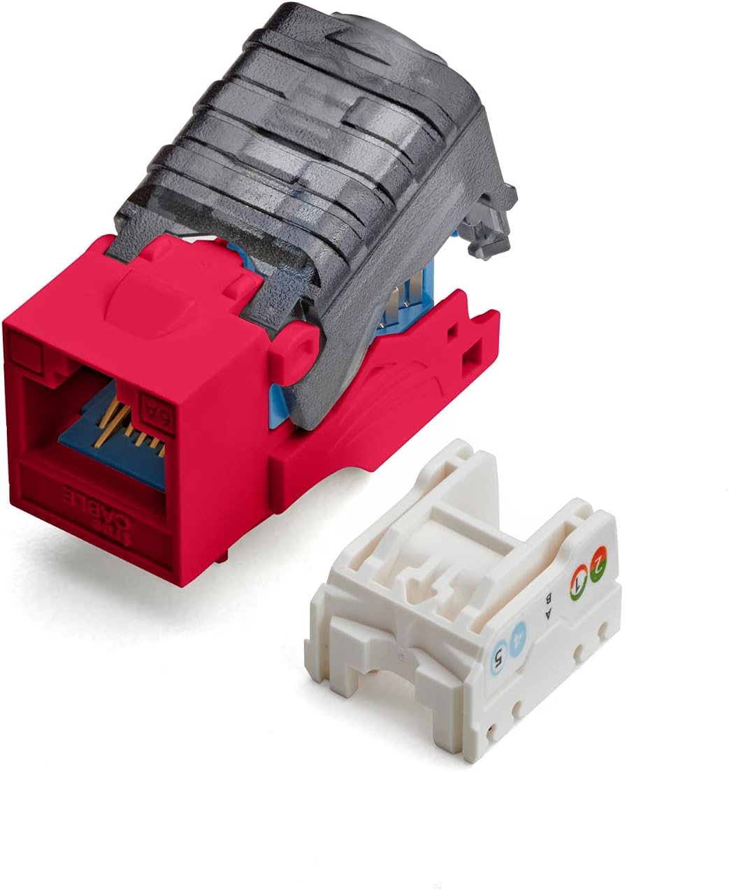 White Cat6A Toolless Keystone Jack, 12 Pack L34231