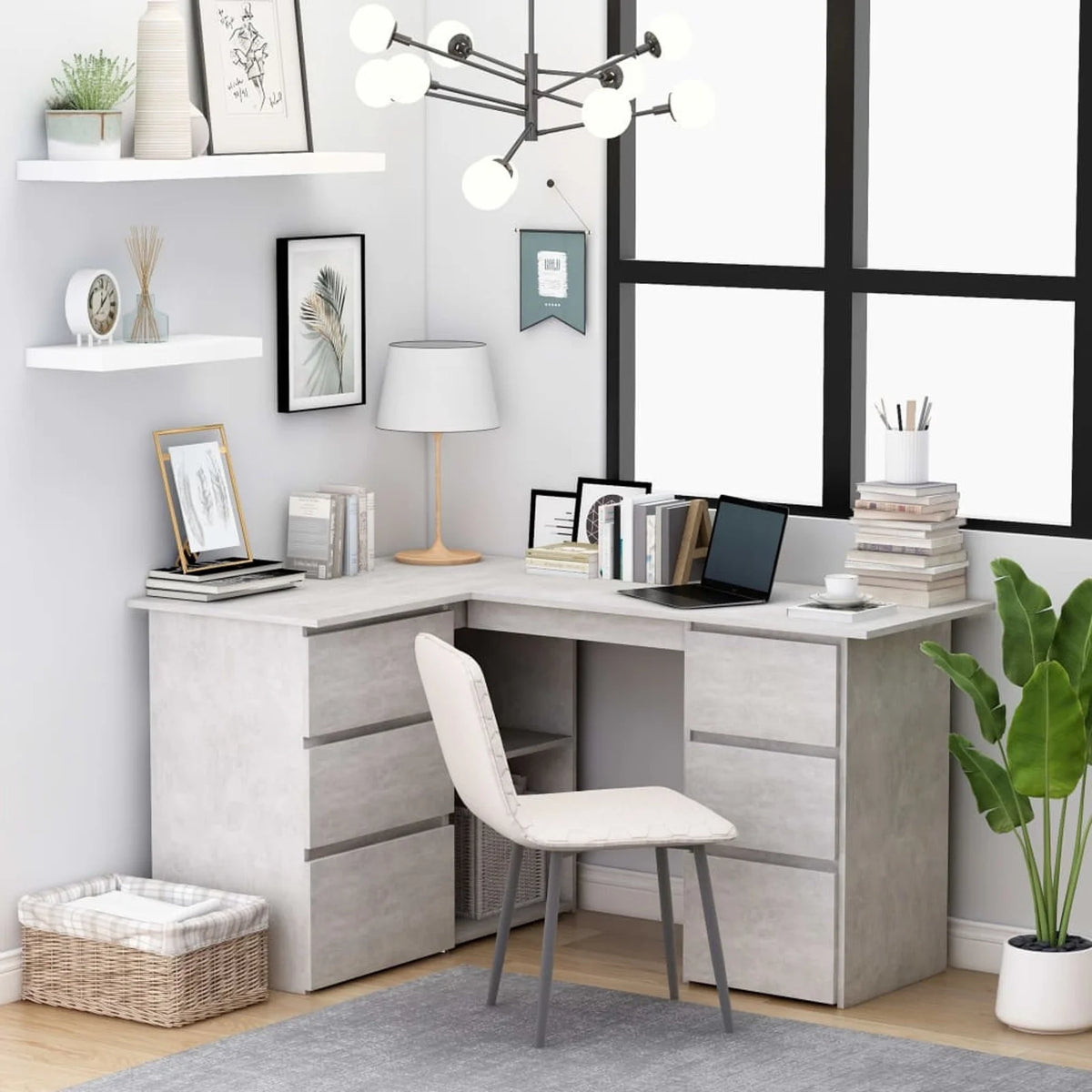 Corner Desk Concrete Gray Chipboard K18690