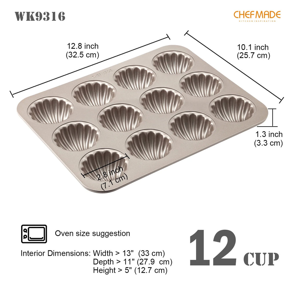 12-Cavity Non-Stick Madeleine Mold Cake Pan M4883