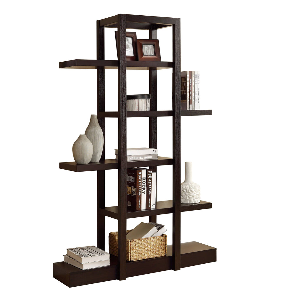 5-Shelf Zigzag Bookcase, Cappuccino T759