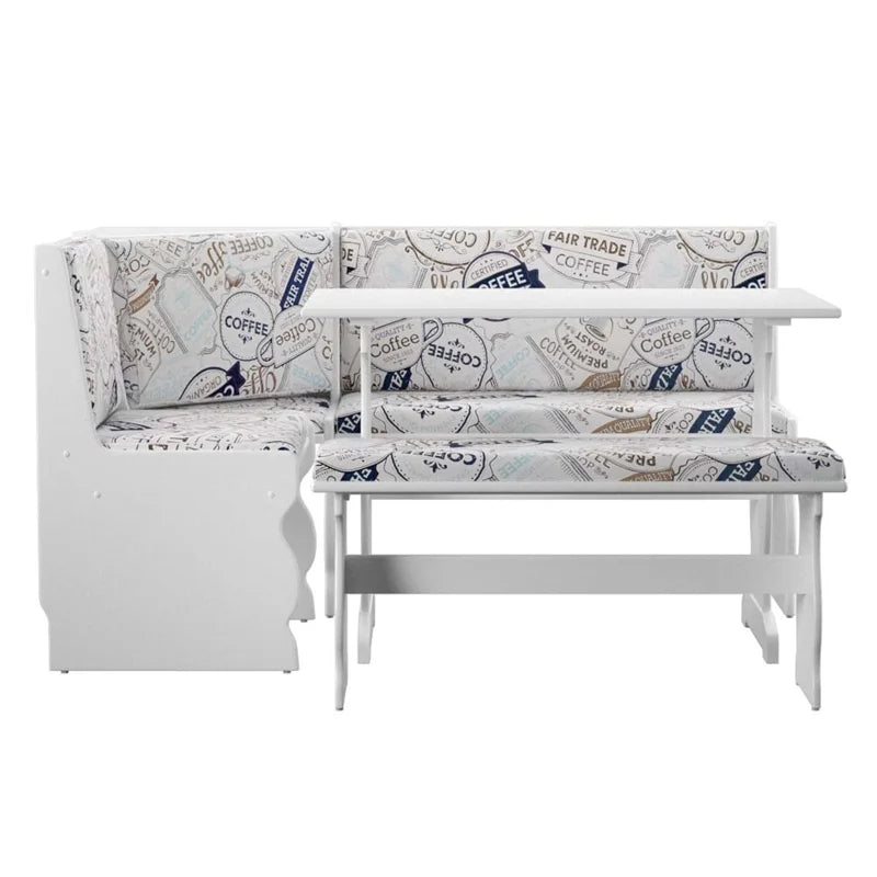 White Wood Corner Dining Set Z1882